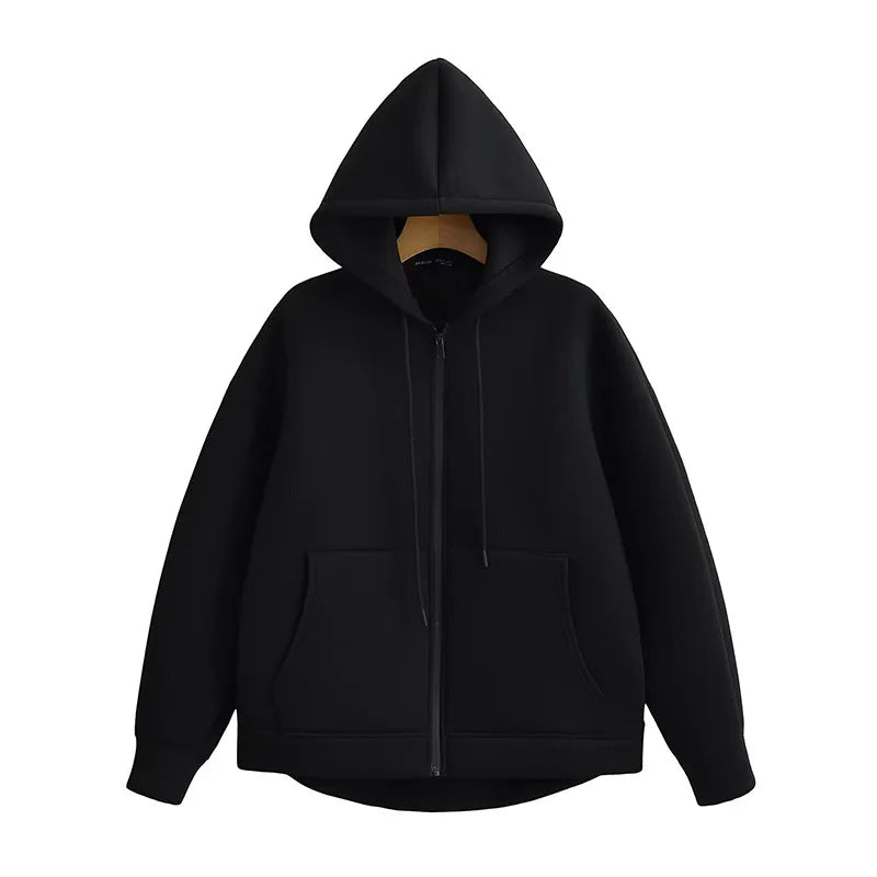 Women's Oversized Zip-Up Hoodie – Casual Long Sleeve Sweatshirt with Pockets