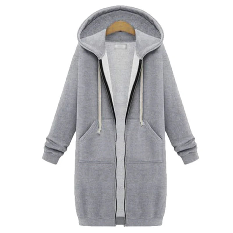 Women's Oversized Fleece Hoodie Jacket – Warm Zip-Up Hooded Sweatshirt