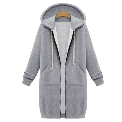 Women's Oversized Fleece Hoodie Jacket – Warm Zip-Up Hooded Sweatshirt