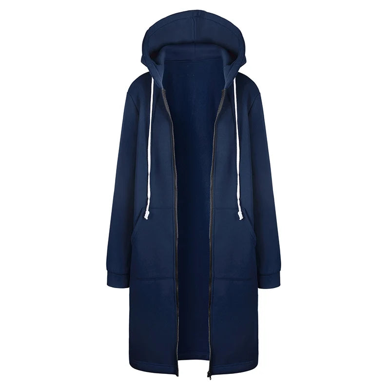 Women's Oversized Fleece Hoodie Jacket – Warm Zip-Up Hooded Sweatshirt