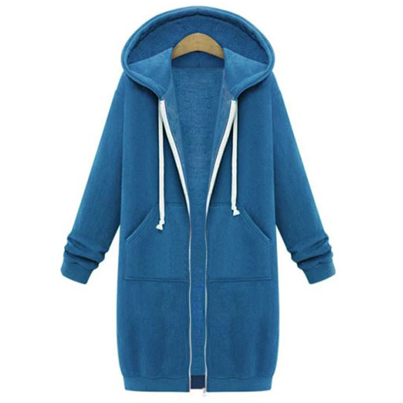 Women's Oversized Fleece Hoodie Jacket – Warm Zip-Up Hooded Sweatshirt