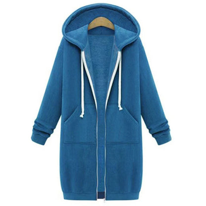 Women's Oversized Fleece Hoodie Jacket – Warm Zip-Up Hooded Sweatshirt