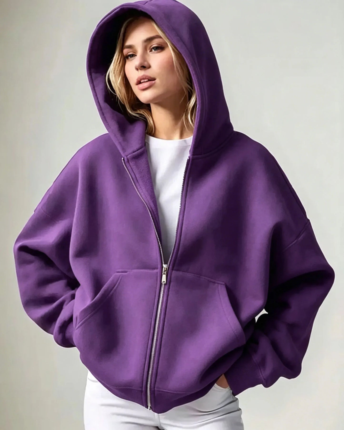 Women's Full Zip Hoodie – Soft Casual Hooded Jacket with Pockets