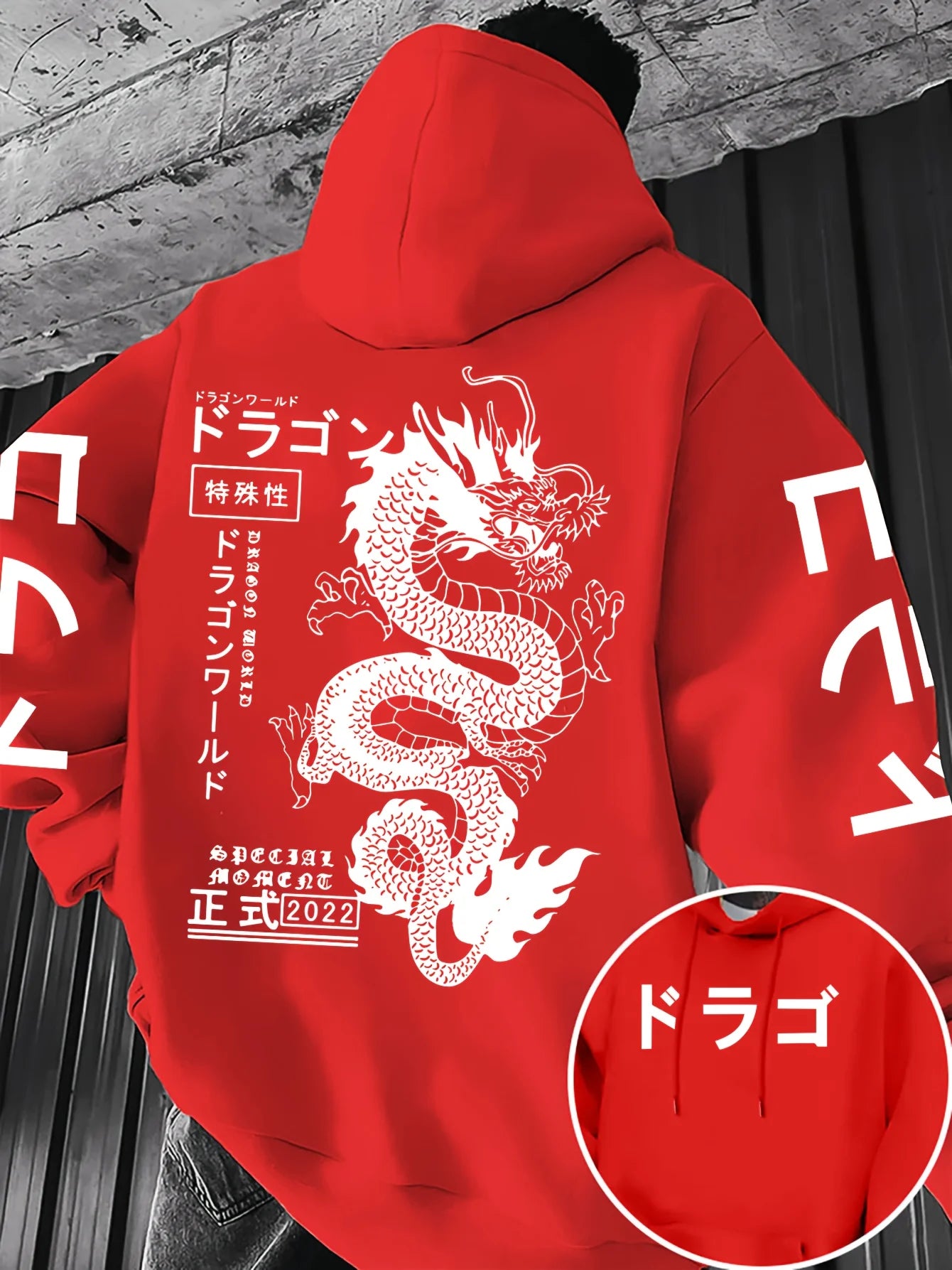 European and American men's autumn personalized dragon letter print comfortable and soft hooded sweatshirt outdoor street top