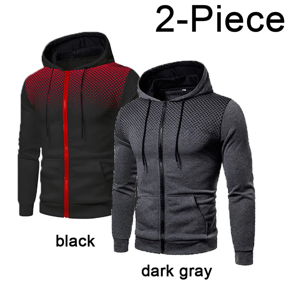 Men's Hoodie Zipper Pocket Polka Pot Print Hoodie Sweatshirt Sport Outdoor Casual Everyday Hoodie Slim Fit Sweatshirt