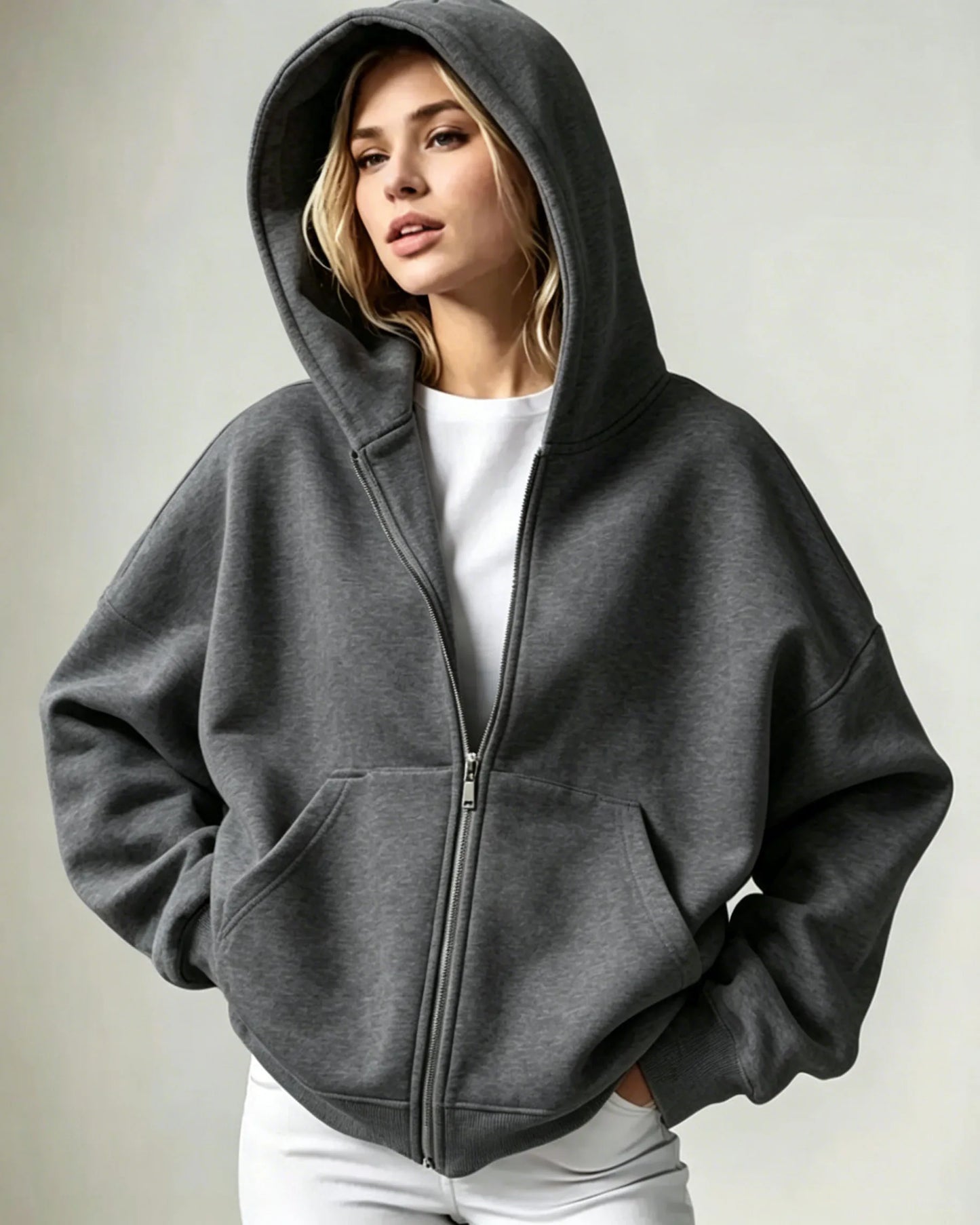 Women's Full Zip Hoodie – Soft Casual Hooded Jacket with Pockets