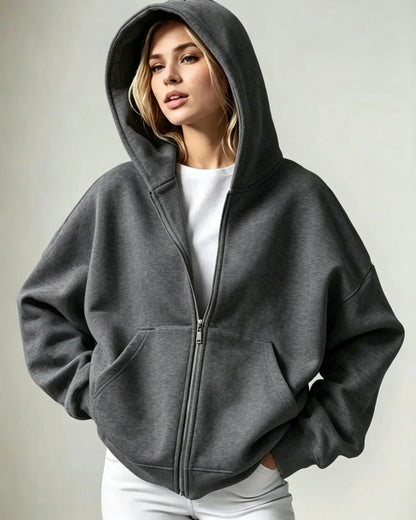 Women's Full Zip Hoodie – Soft Casual Hooded Jacket with Pockets
