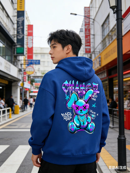 2026 Easter-themed limited edition Y2K dark rabbit graffiti hooded sweatshirt retro distressed best-selling hoodie Tops
