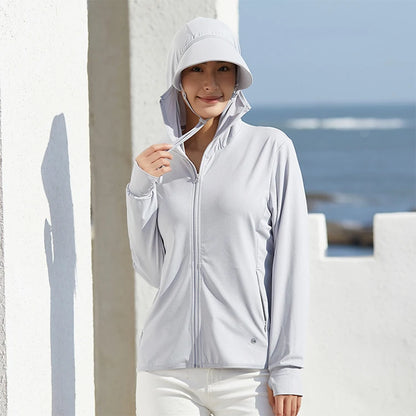 Camping Fishing Shirts for Women Long Sleeve Hiking Sun Protection SPF 50+ UV Tshirt Travel Detachable Hoodies