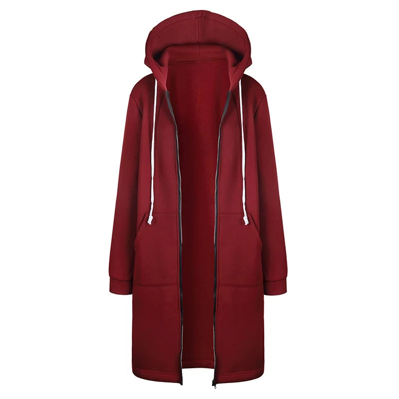 Women's Oversized Fleece Hoodie Jacket – Warm Zip-Up Hooded Sweatshirt