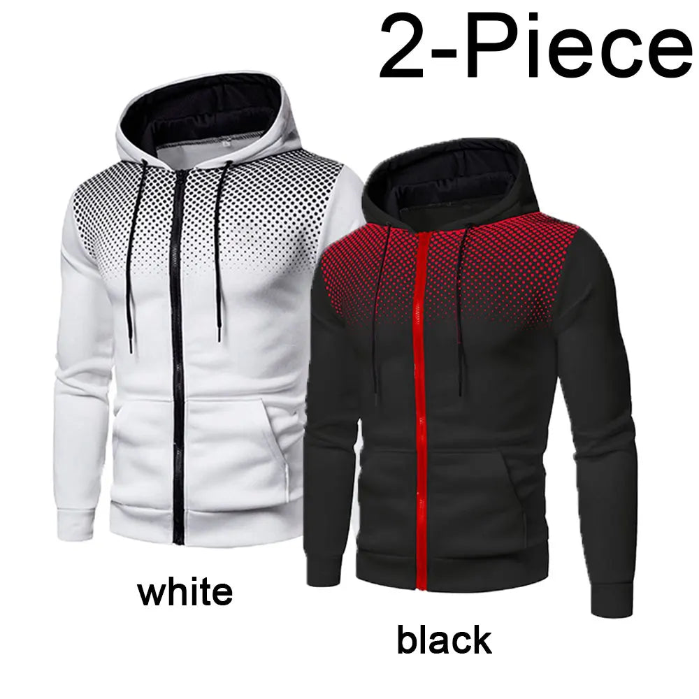 Men's Hoodie Zipper Pocket Polka Pot Print Hoodie Sweatshirt Sport Outdoor Casual Everyday Hoodie Slim Fit Sweatshirt