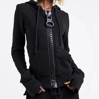 Women's Oversized Big Zipper Hoodie – Streetwear Sweatshirt