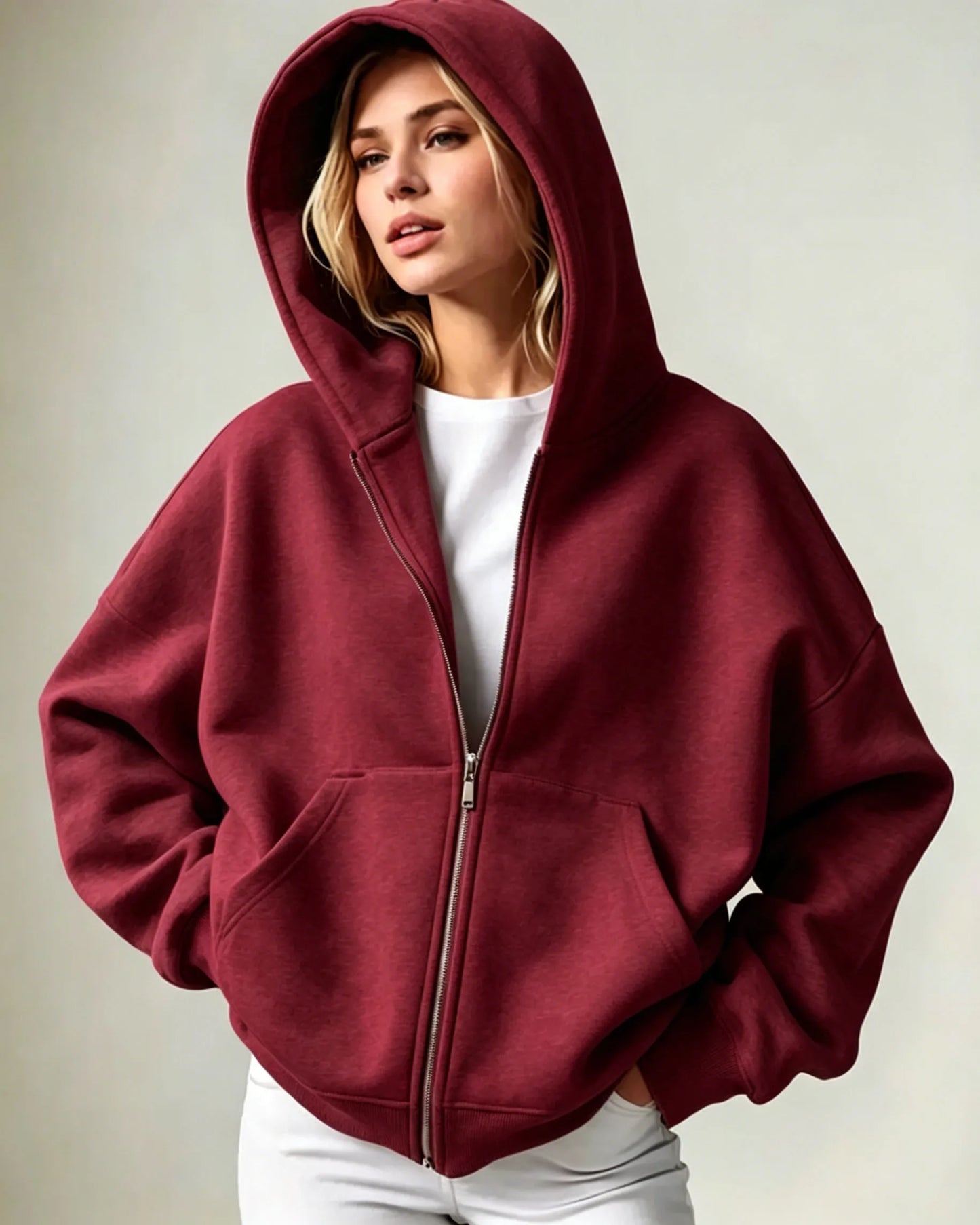 Women's Full Zip Hoodie – Soft Casual Hooded Jacket with Pockets