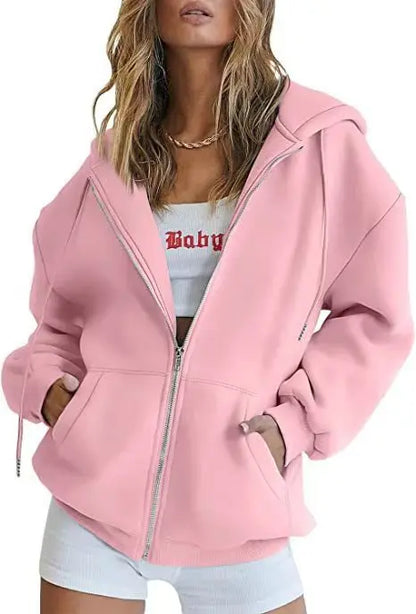 Women's Full Zip Hoodie – Soft Casual Hooded Jacket with Pockets