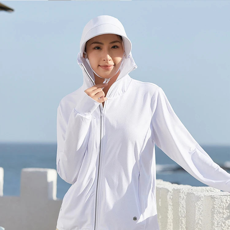 Camping Fishing Shirts for Women Long Sleeve Hiking Sun Protection SPF 50+ UV Tshirt Travel Detachable Hoodies