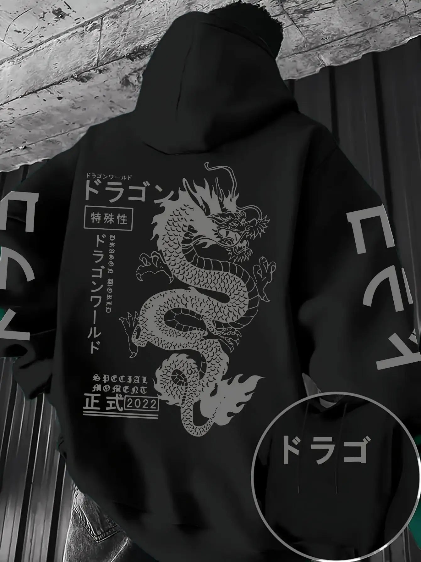 European and American men's autumn personalized dragon letter print comfortable and soft hooded sweatshirt outdoor street top