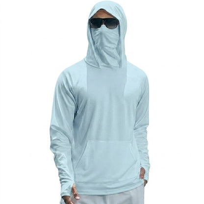Mens UPF50+ Performance T-Shirt Long Sleeve Summer Hoodie Casual Sun Running Quick Dry Shirts Sunscreen Fishing Ice Silk Tops