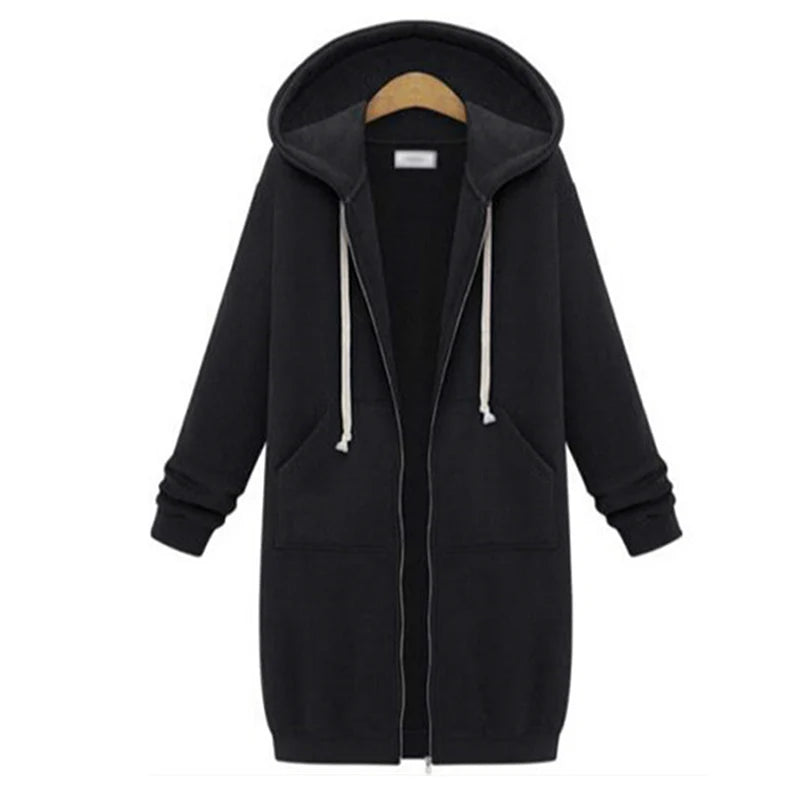 Women's Oversized Fleece Hoodie Jacket – Warm Zip-Up Hooded Sweatshirt