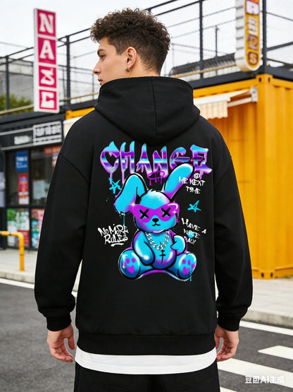 2026 Easter-themed limited edition Y2K dark rabbit graffiti hooded sweatshirt retro distressed best-selling hoodie Tops