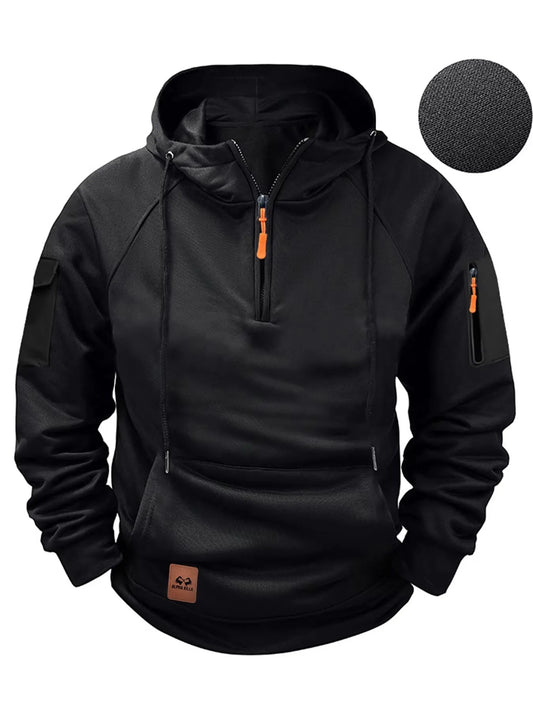 2025 New Men's Keep Warm Hoodie Streetwear Jacket Long Sleeve Sweatshirts Zipper Hooded Pullover Male Running Hooded Sweatshirt