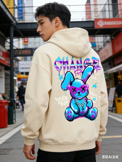 2026 Easter-themed limited edition Y2K dark rabbit graffiti hooded sweatshirt retro distressed best-selling hoodie Tops