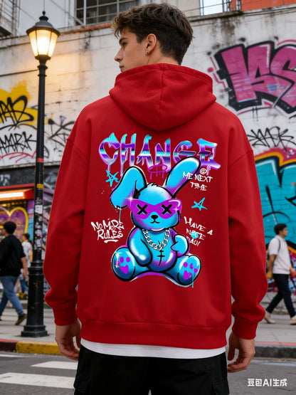 2026 Easter-themed limited edition Y2K dark rabbit graffiti hooded sweatshirt retro distressed best-selling hoodie Tops