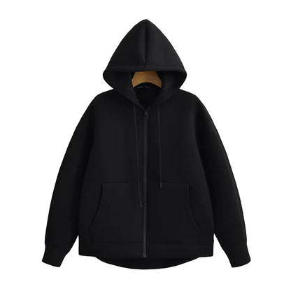 Women's Oversized Zip-Up Hoodie – Casual Long Sleeve Sweatshirt with Pockets