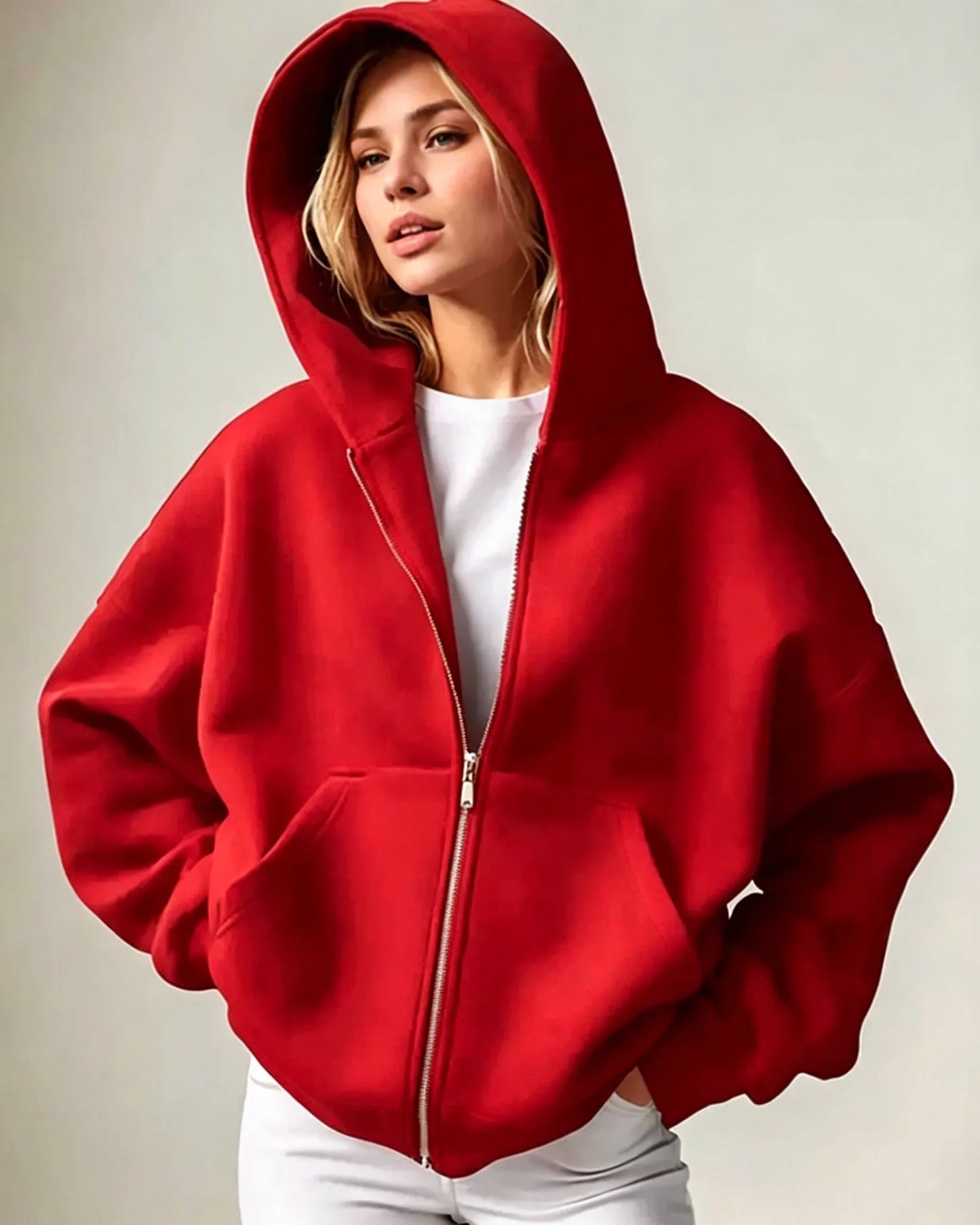 Women's Full Zip Hoodie – Soft Casual Hooded Jacket with Pockets